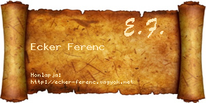 Ecker Ferenc névjegykártya